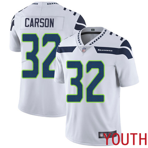 Seattle Seahawks Limited White Youth Chris Carson Road Jersey NFL Football #32 Vapor Untouchable